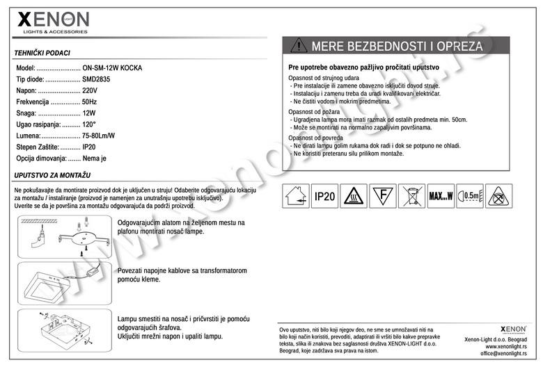 Led Panel-ON-SM-12W KOCKA