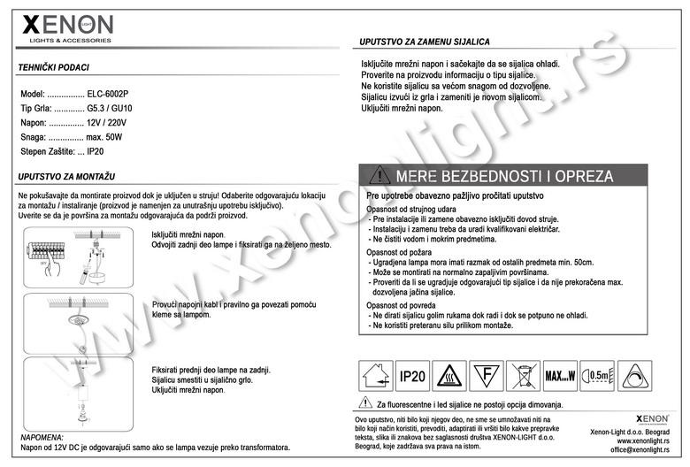 Moderna rasveta ELC 6002P MWH