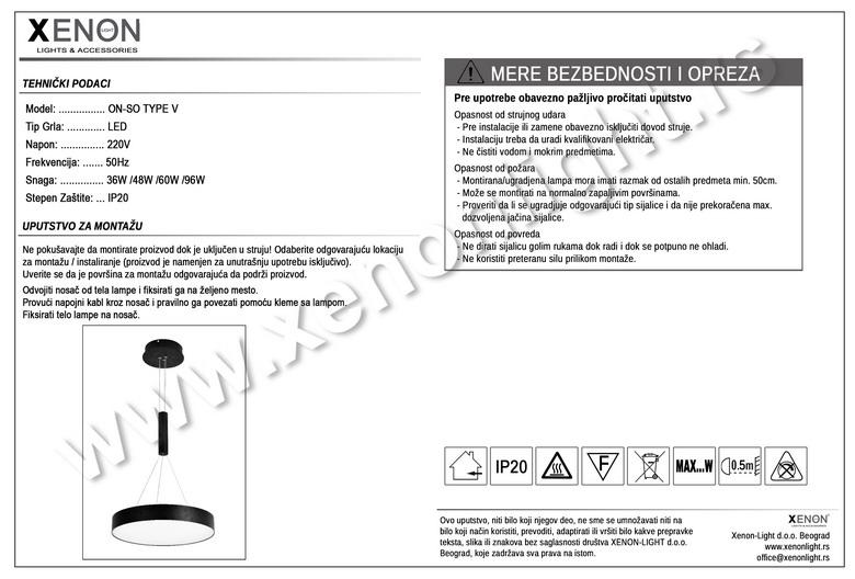 LED VISECA SVETILJKA ON-SO TIP V 60W- RD