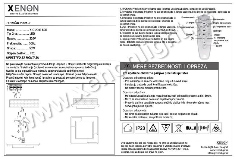 Led Plafonjera X-C-2003 50R