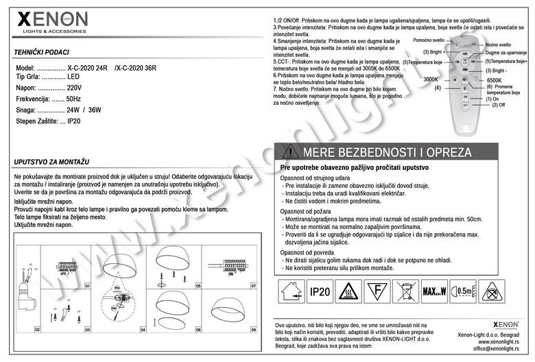 Led Plafonjera X-C-2020 24R /36R