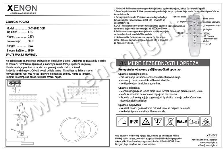 Led Plafonjera X-C-2642 36R